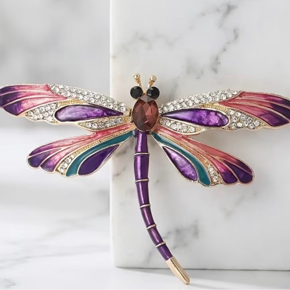 Purple dragonfly brooch